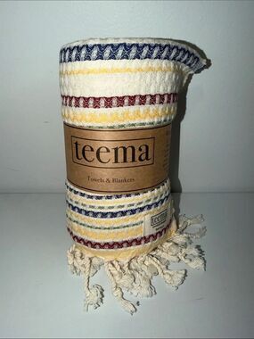 teema Ivory Golf Burgundy Navy Green Striped Textured Turkish Towel